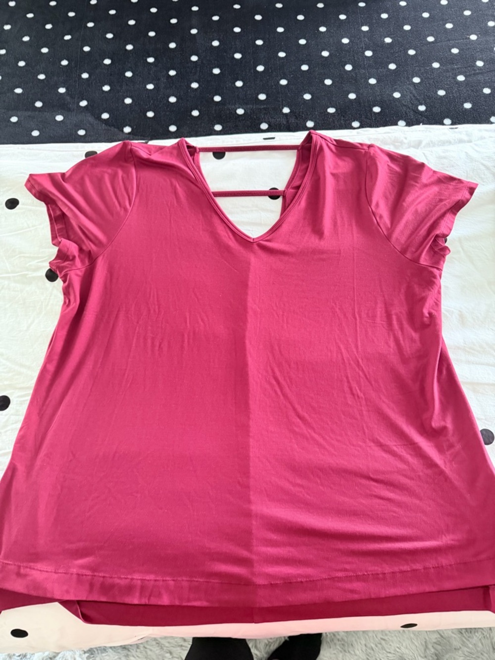 Lane Bryant Deep Red V-Neck Short Sleeve Tee